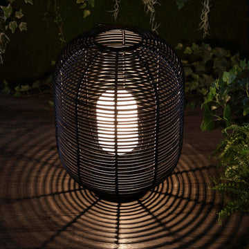 Kandella 26.7" Outdoor Woven Oval Asian LED Lantern - JONATHAN Y